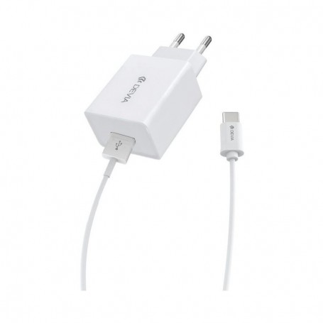 Incarcator Voiaj Devia TipC Alb 1USB/2A