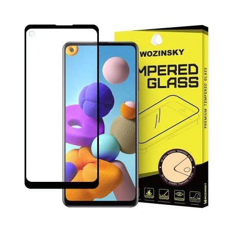 Folie Protectie Ecran WZK Pentru Samsung Galaxy A21s, Sticla Securizata, Full Face, Full Glue, Neagra