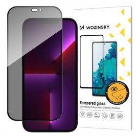 Folie De Protectie Ecran Privacy WZK AntiSpy Pentru Apple IPhone 15 Pro Max, Sticla Securizata, Full Glue, Neagra