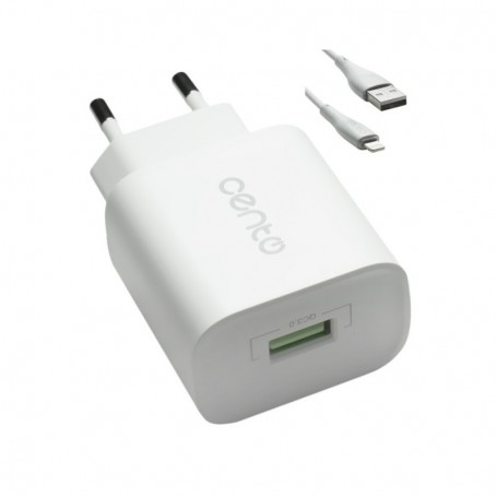 Incarcator Voiaj CENTO P211 Iphone Alb 1USB(QC)/3A/18W Alb