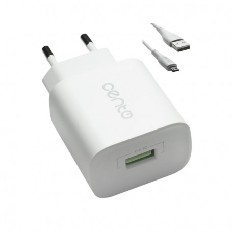 Incarcator Voiaj CENTO P211 MicroUSB 1USB(QC)/3A/18W Alb