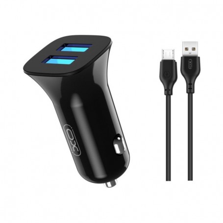 Incarcator Auto XO TZ10 MicroUSB 2USB/2A/12W Negru